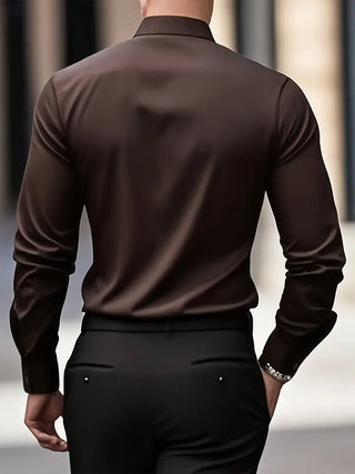 Heren Lange Mouw Overhemd Slim Fit van Ademend Materiaal