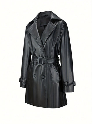 Trenchcoat Dubbelrijige Getailleerde In Vintage Stijl