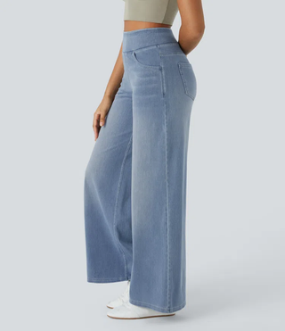 Mel Dames High-Waist Jeans met Wijde Pijpen