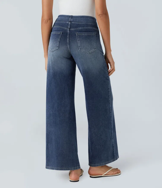 Mel Dames High-Waist Jeans met Wijde Pijpen