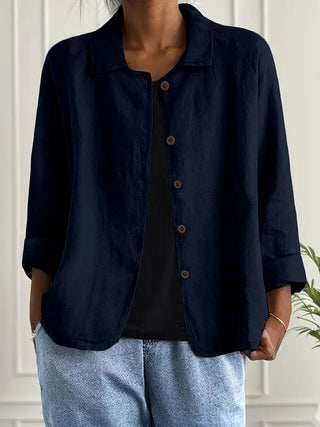 Giesela – Ademend Overhemd met Lange Mouwen Marineblauw