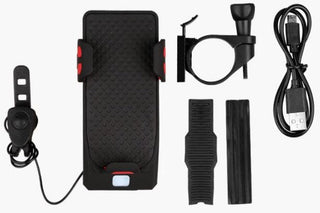 MEELANO 4-i-1 telefonholder, powerbank, belysning og horn - Lawzon
