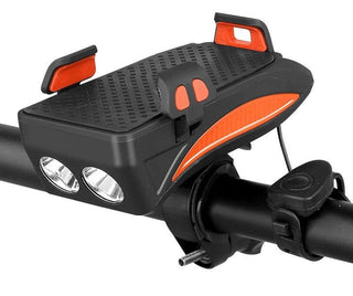 MEELANO 4-i-1 telefonholder, powerbank, belysning og horn - Lawzon Orange 4000 MAH
