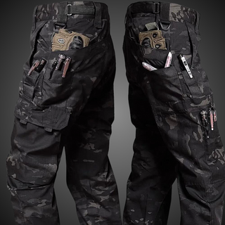 Heren Tactische Werkbroek - Waterdicht Outdoor Cargo Broek Camo-Zwart
