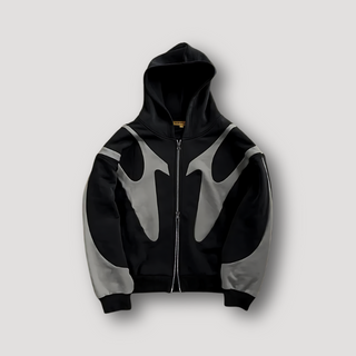 Peter Heren Hoodie met Vlammenprint en Rits Zwart
