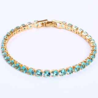 Schakelarmband | Ketting Tennisarmband Goud-Hemelsblauw