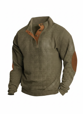 Thomas | Heren Geribbelde Gebreide Trui met Knopenplacket Casual Pullover