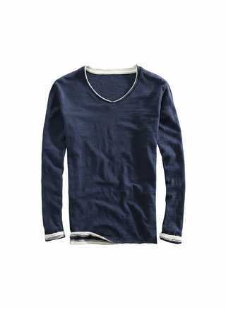Bram | Heren V-Hals Sweatshirt, Lange Mouw Zachte Katoenen Pullover