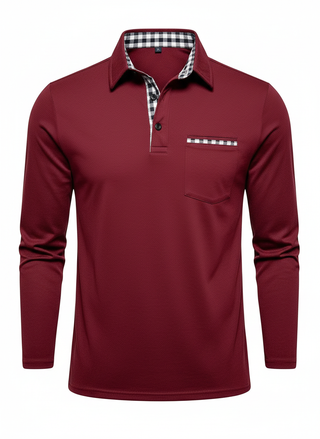 Stefan | Heren Polo met Lange Mouwen Katoenen Casual Kraagshirt