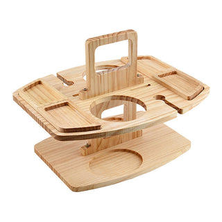 WineNest Draagbare Houten Wijn Tafel – Opvouwbare Picknicktafel met Glashouders | Ideaal voor Buiten, Strand of Tuin