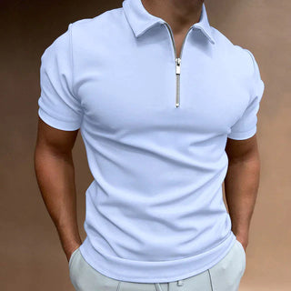 Asana Polo - Casual herenpolo met rits Blauw