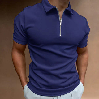Asana Polo - Casual herenpolo met rits Donkerblauw