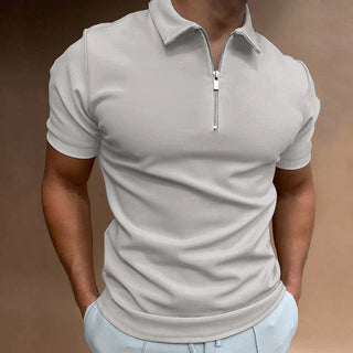 Asana Polo - Casual herenpolo met rits Grijs