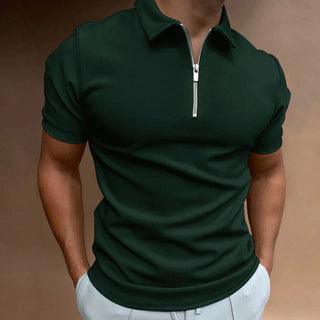 Asana Polo - Casual herenpolo met rits Groen