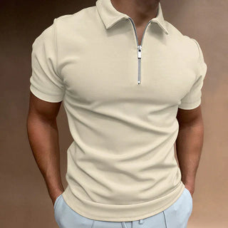 Asana Polo - Casual herenpolo met rits Khaki