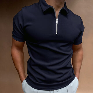 Asana Polo - Casual herenpolo met rits Marineblauw