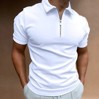 Asana Polo - Casual herenpolo met rits Wit