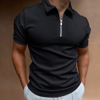 Asana Polo - Casual herenpolo met rits Zwart