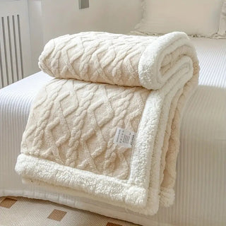 MEELANO CosyCover | Ultra nuttet fluffy tæppe Creme hvid