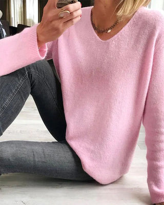 Trui Effen Met Lange Mouwen Katoen Losse Pasvorm S 3XL Roze