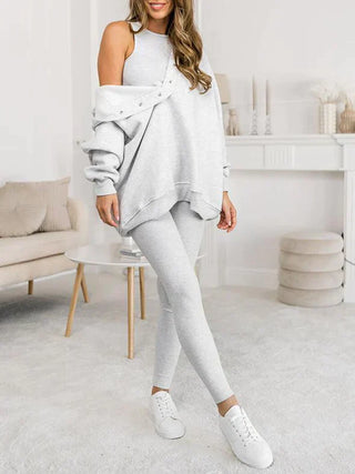 Romy Dames Driedelige Casual Set met Hoodie en Legging