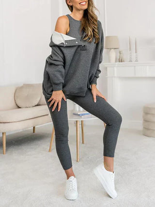 Romy Dames Driedelige Casual Set met Hoodie en Legging