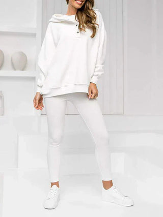 Romy Dames Driedelige Casual Set met Hoodie en Legging Wit