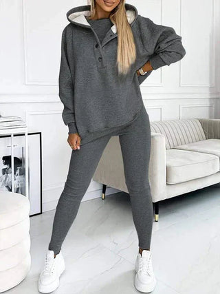 Romy Dames Driedelige Casual Set met Hoodie en Legging Donkergrijs