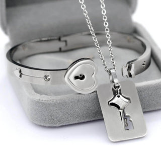 MEELANO "Du er nøglen til mit hjerte" armbånd + halskæde sæt - rav