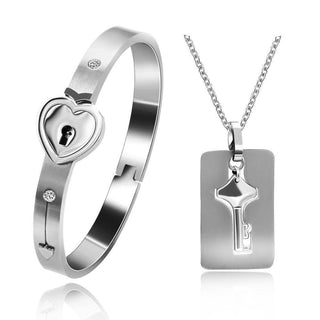 MEELANO "Du er nøglen til mit hjerte" armbånd + halskæde sæt - rav Sølv