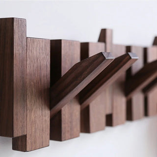 HarmonyCoat Houten Piano Kapstok – Stijlvolle Wanddecoratie & Praktische Opberger Walnoot Hout