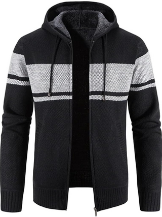 Hans Heren Winterjas met Capuchon en Rits Zwart-grijs