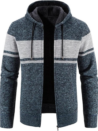 Hans Heren Winterjas met Capuchon en Rits Blauwgrijs