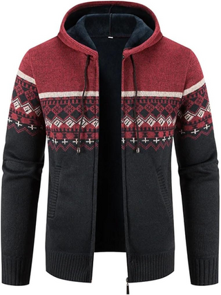 Hans Heren Winterjas met Capuchon en Rits Rood