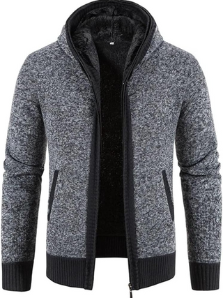 Hans Heren Winterjas met Capuchon en Rits Effen Grijs
