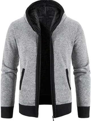 Hans Heren Winterjas met Capuchon en Rits Effen Lichtgrijs