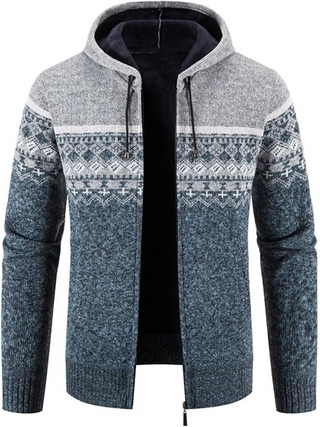 Hans Heren Winterjas met Capuchon en Rits Lichtgrijs-blauw