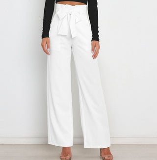 Chantal Dames Wijde Broek met Bindceintuur Wit