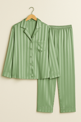 Christabel Gestreepte Pyjama Set Groen
