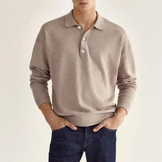 Elias Poloshirt met Lange Mouw Beige