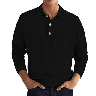 Elias Poloshirt met Lange Mouw Zwart