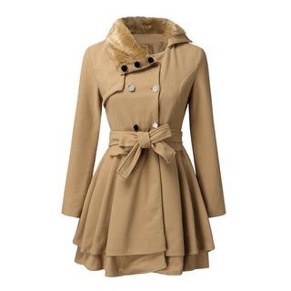 Emma Wollen Jas met Kunstbontkraag Beige