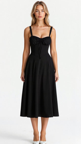 Margaret Dames Corset Midi-jurk Zwart
