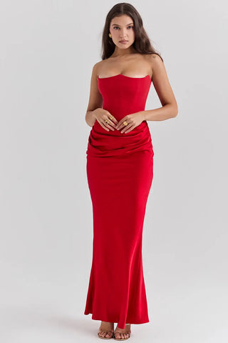 Moni Dames Maxi-jurk met Korsetdetail