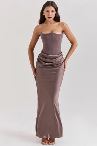 Moni Dames Maxi-jurk met Korsetdetail
