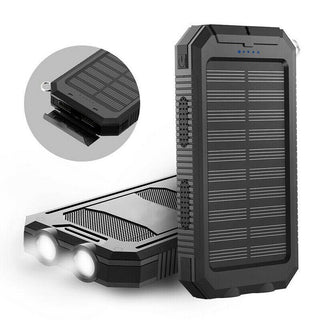 20000mAh Zonne-oplader Waterdichte Power Bank Extern Zwart