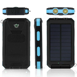 20000mAh Zonne-oplader Waterdichte Power Bank Extern Blauw