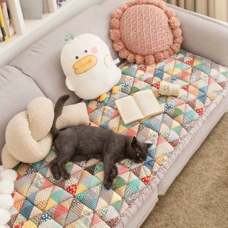 Cozy Plaid Patchwork Pet Mat Furniture Protector Couch Cover Iris
