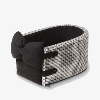 Houndstooth Lookout Console Bow Tie Pet Car Seat Classic Black