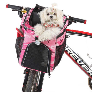 Multifunctional Bike Carrier Backpack Bag For Dog & Cat Pink Camo